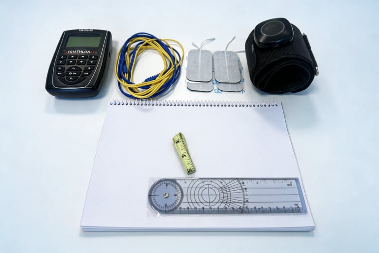 Vse iz Paketa R²: oprema, priročnik, program vaj, merilni trak in goniometer